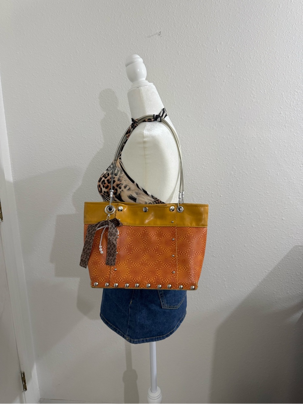 Orange handmade shoulder bag